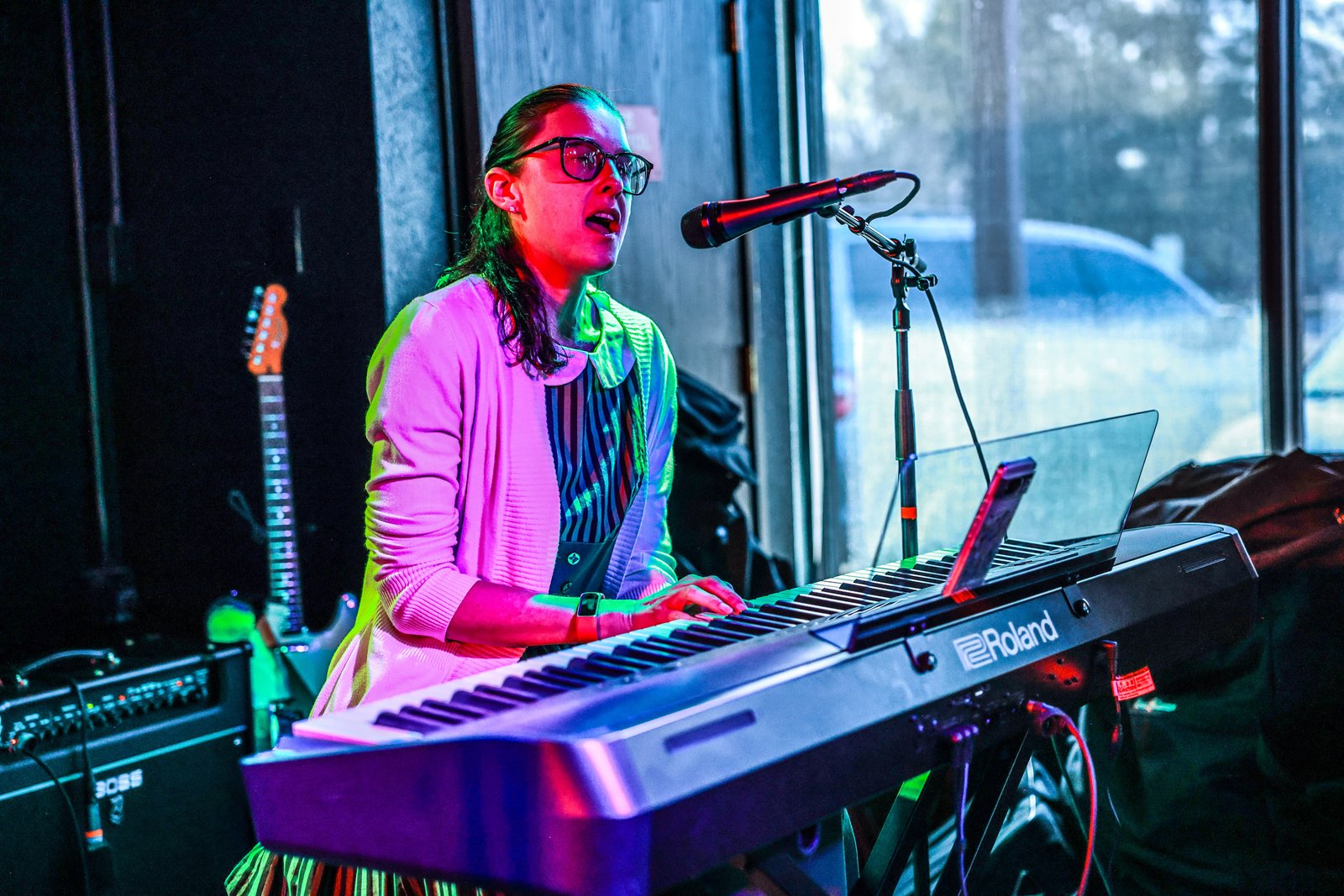 Piano Student Taking Piano Lessons From A Local Piano Teacher In Aurora/Centennial Adult Piano Student At Rock The Stages Music School in Aurora/Centennial Performing Live On Stage