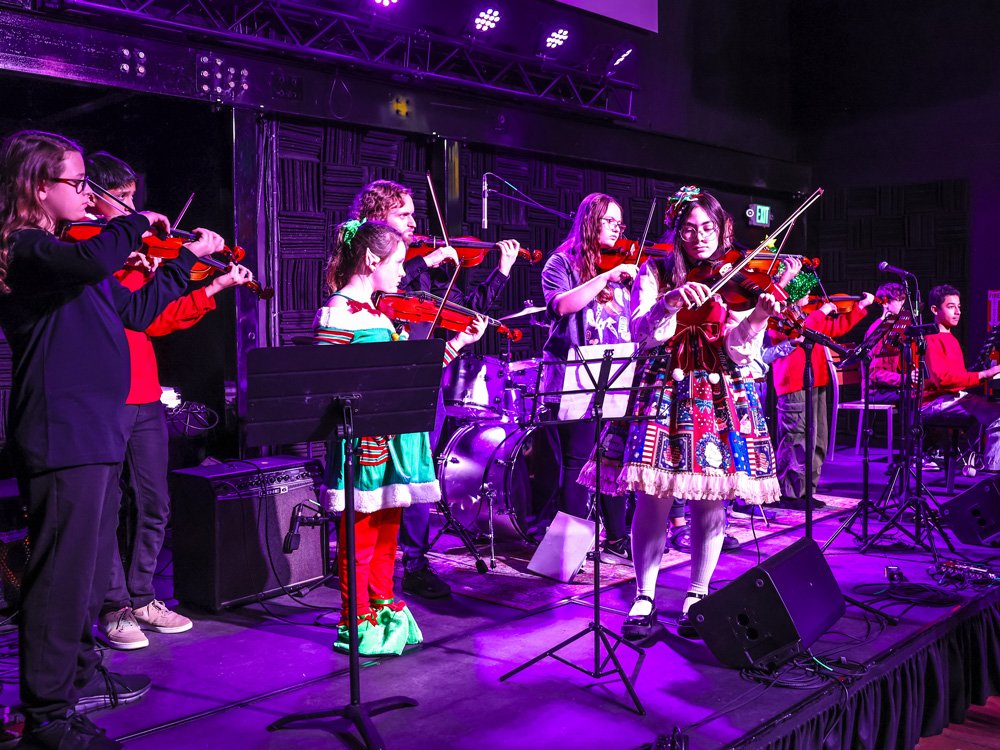 Violin/Cello Students Taking Violin/Cello Lessons From A Local Violin/Cello Teacher Group Of Violin/Cello Students At Rock The Stages Music School in Aurora/Centennial Performing Live On Stage